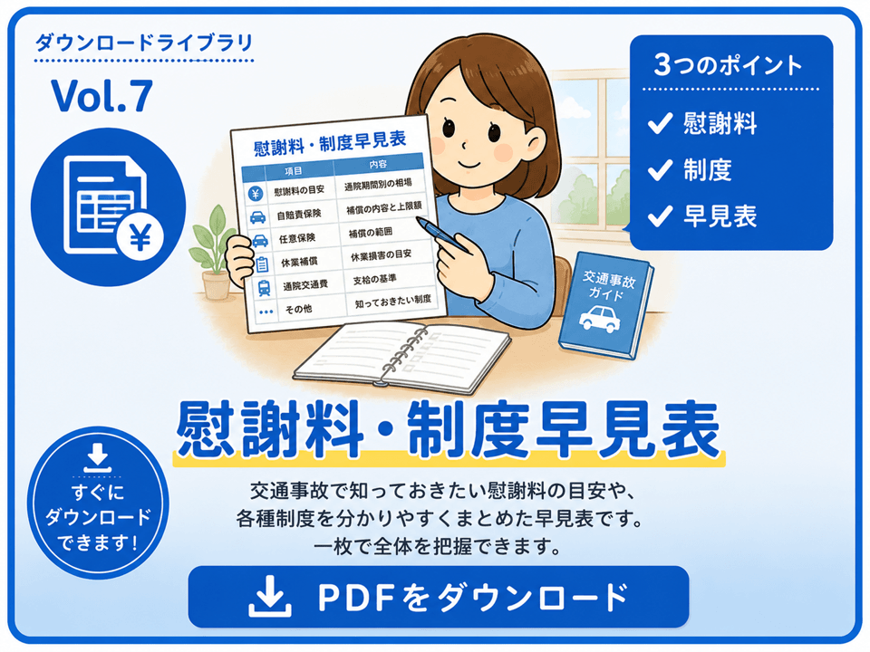 慰謝料・保険制度早見表PDF